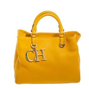 Carolina Herrera Yellow Leather Charm Tote